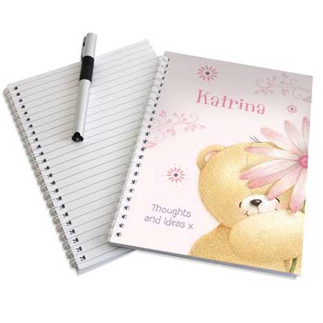 Personalised Forever Friends Big Flower A5 Notebook
